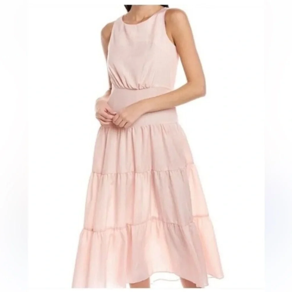 maison tara pink dress Maison Tara Pink Tiered Maxi Sundress Scoop Neck cottage core tiered